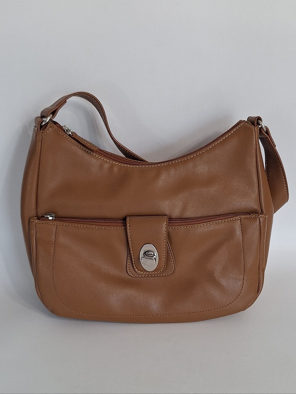 Carryland NWT Brown Faux Leather Crossbody Hobo Bag Multi-Pocket Purse